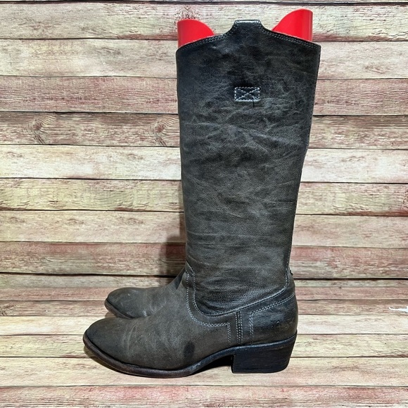 Frye Grey Leather Carson Riding Boots - Picture 1 of 11